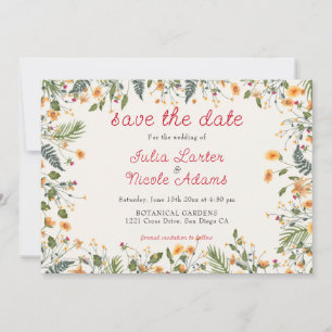 Botanische Daffodils Daisy Peony Blume Hochzeit Save The Date