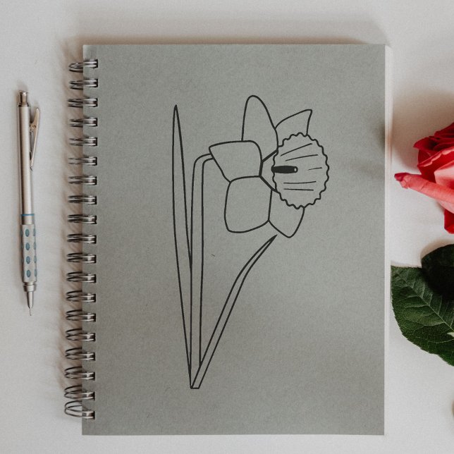 Botanische Daffodische Linie Art Blume Gummistempel (Botanical Daffodil Line Art Flower Rubber Stamp)