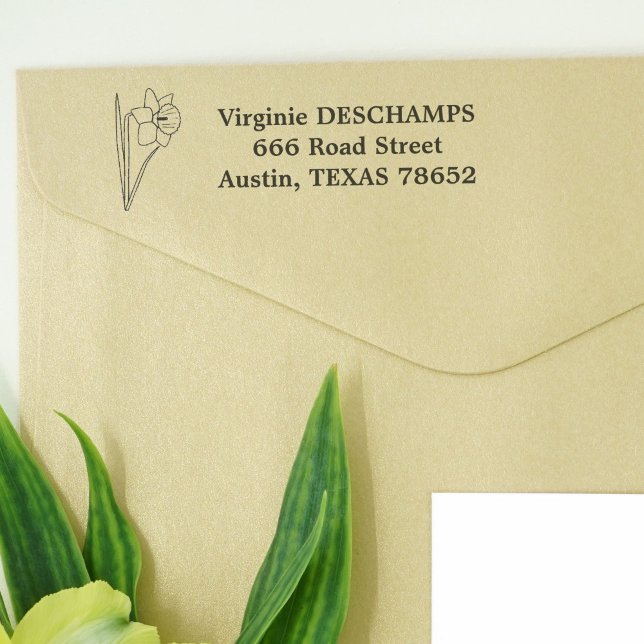 Botanische Daffodische Linie Art Blume Permastempel (Botanical Daffodil Self-inking Stamp)