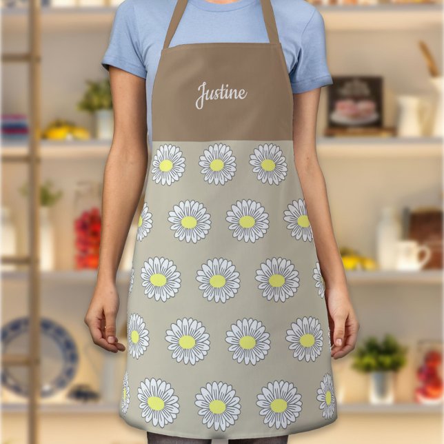 Botanische Daisy-Blume Muster Brown-Schürze Schürze (Daisy Flower Brown Apron)