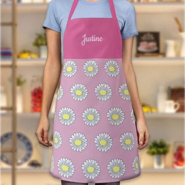 Botanische Daisy-Blume Muster Rosa Schürze (Daisy Flower Pink Apron)