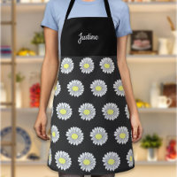 Botanische Daisy Blume Pattern Schwarze Schürze