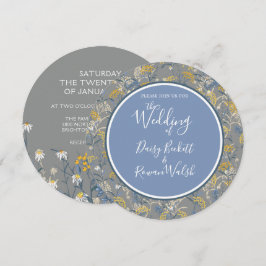 Botanische Daisy Floral Yellow & Navy Blue Wedding Einladung