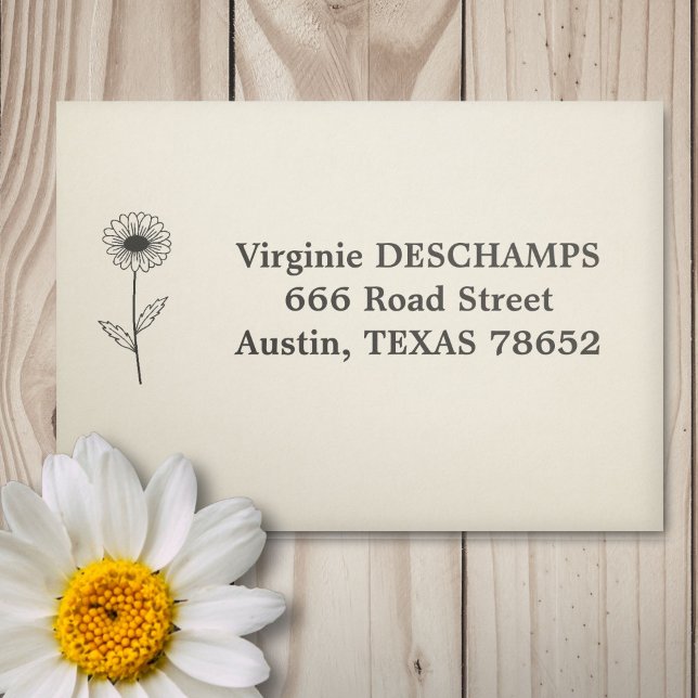 Botanische Daisy Line Blume Permastempel (Botanical Daisy Line Art Flower Self-inking Stamp)