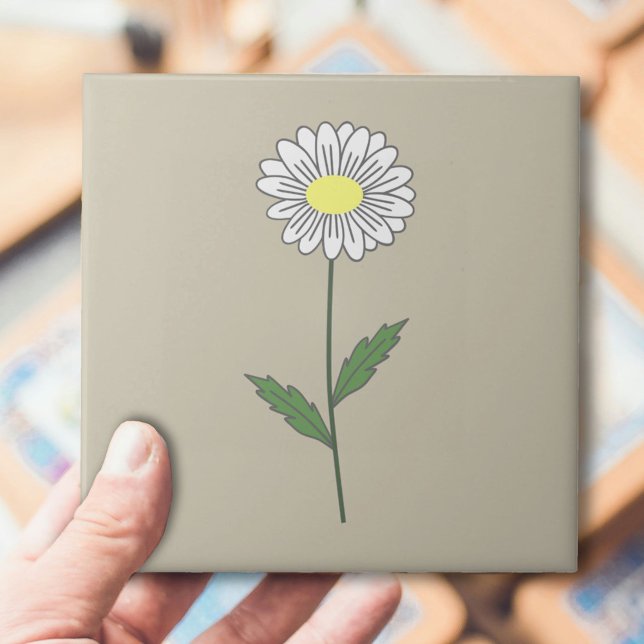 Botanische Daisy Pastel Blume Brown Fliese (Daisy Flower Brown Ceramic Tile)