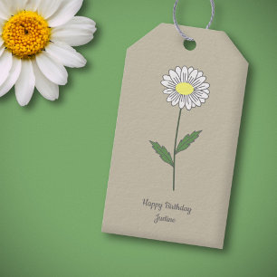 Botanische Daisy Pastel Blume Brown Geschenkanhänger
