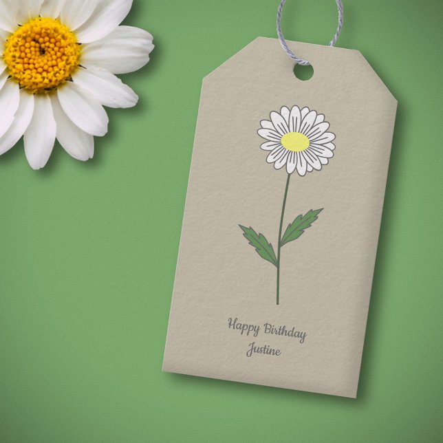 Botanische Daisy Pastel Blume Brown Geschenkanhänger (Daisy Flower Brown Gift Tag)