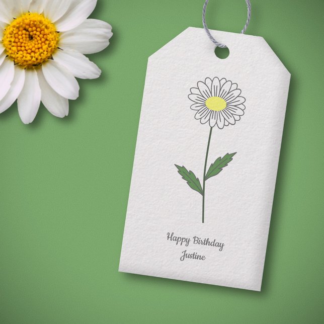 Botanische Daisy Pastel Blume Geschenkanhänger (Daisy Flower White Gift Tag)