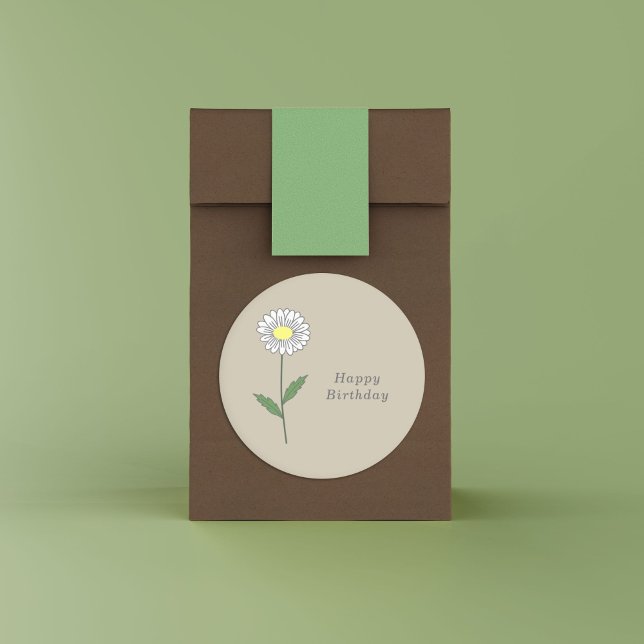 Botanische Daisy Pastel-Blume Runder Aufkleber (Botanical Daisy Flower Sticker)