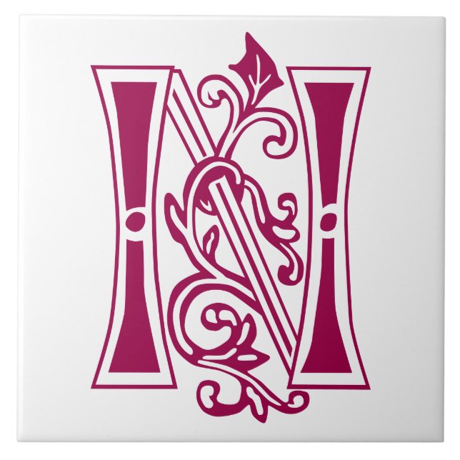 Botanische Dekorative Hauptstadt N Fliese (Vorderseite)