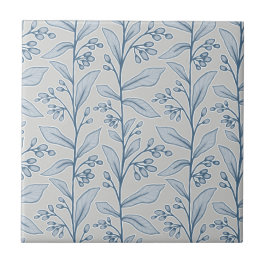 Botanische Delikatesse M1 Grau White Blue Pflanze Fliese