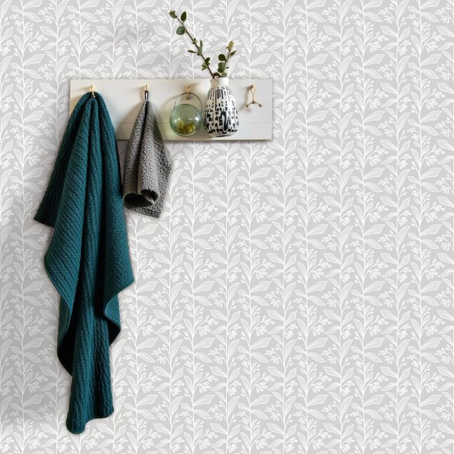 Botanische Delikatesse M2 Grau Weiße Blume Tapete (Von Creator hochgeladen)