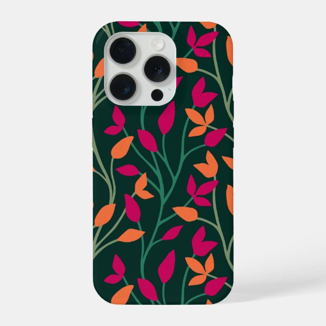 Botanische dunkelgrüne Blätter in mutigem und lebe iPhone Hülle (Rückseite)