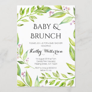 Botanische Dusche für Baby und Brunch Einladung