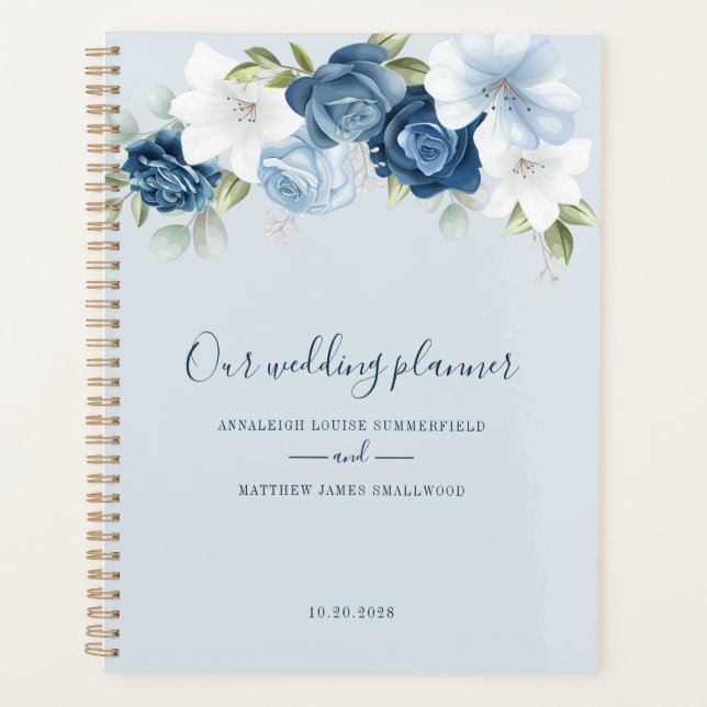 Botanische Dusty Blue Greenerity Wedding Planer (Vorderseite)
