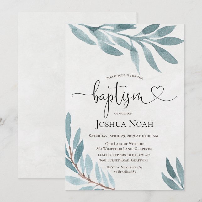 Botanische Einladung zur Aquarelltaufe (Vorne/Hinten)