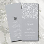 Botanische Einladungen in einem Graubündel<br><div class="desc">Elegante weiße Botanicals und Punkte auf einem silbergrauen Hintergrund (oder einer beliebigen Farbe), diese Einladungen zur Hochzeit bieten Ihre Hochzeitsinformationen in schicken weißen Schriftzeichen auf der Vorderseite und Ihre Hochzeitsdetails auf der Rückseite. Ersetzen Sie unseren QR-Beispielcode durch einen für Ihre Hochzeitswebsite. Der Live-Design-Service kann Ihnen bei Bedarf helfen, Ihr Design-Layout...</div>