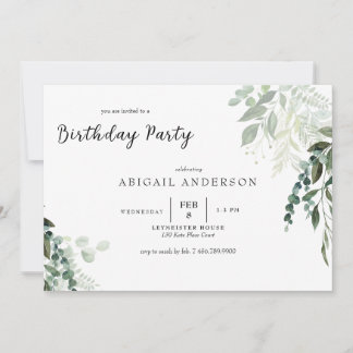 Botanische Elegance Geburtstagsparty Einladung