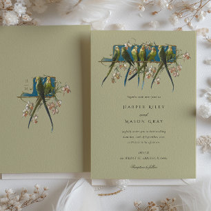 Botanische Elegance Parrot Hochzeit Einladung