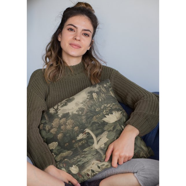 Botanische Elegance - Schwan im Wald Kissen (Von Creator hochgeladen)