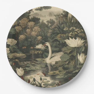 Botanische Elegance - Schwan im Wald Pappteller
