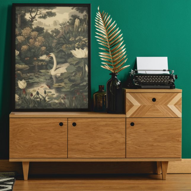 Botanische Elegance - Schwan im Wald Poster (Von Creator hochgeladen)