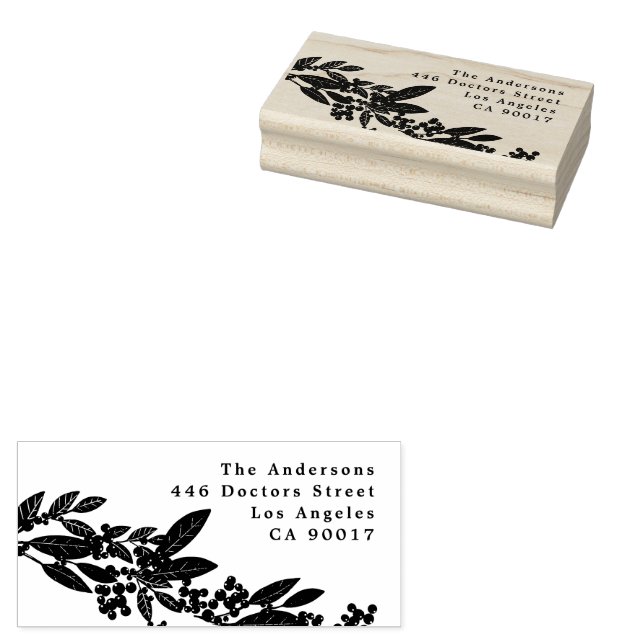 Botanische Elegance Weihnachten Rücksendeadresse Gummistempel (Stempel)