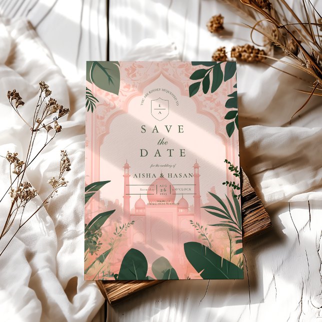 Botanische Elegant-islamische Hochzeit Save The Date (Von Creator hochgeladen)