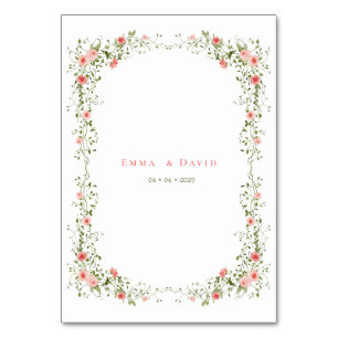 Botanische Elegant Rosen Rosen Skript Hochzeit Tischnummer