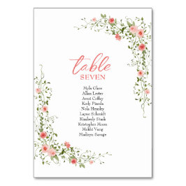 Botanische Elegant Rosen Rosen Skript Hochzeit Tischnummer