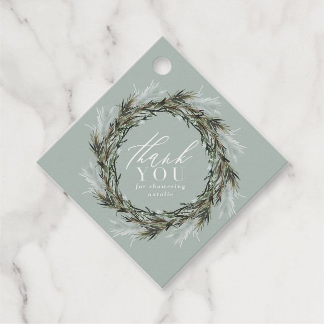 Botanische elegante moderne Babydusche Vielen Dank Geschenkanhänger (Vorderseite)