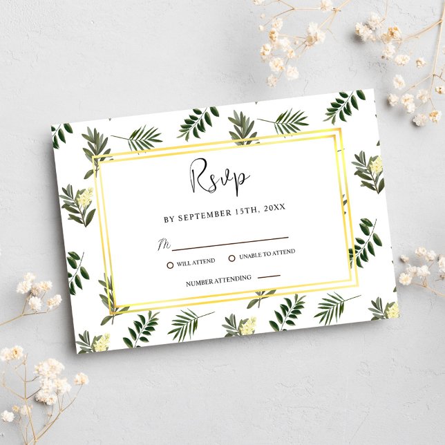 Botanische Elegante Wasserfarbe Moderne Rustikale  RSVP Karte (Botanical Elegant Watercolor Modern Rustic Wedding RSVP Card)