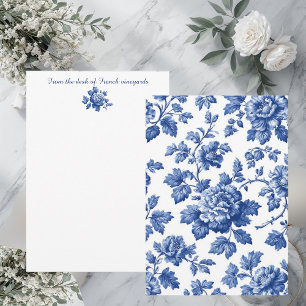 Botanische Eleganz Französische Toile De Jouy Vint Mitteilungskarte