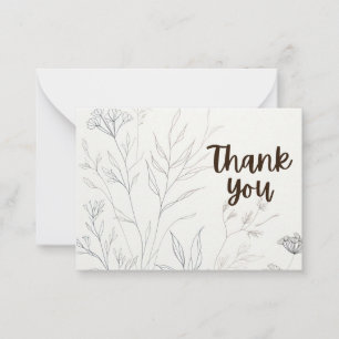 Botanische Eleganz: Minimalistisch Danke, flatter  Mitteilungskarte
