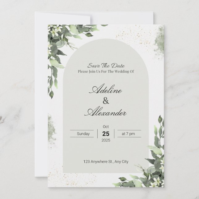 Botanische Eleganz Save the Date Einladung (Vorderseite)