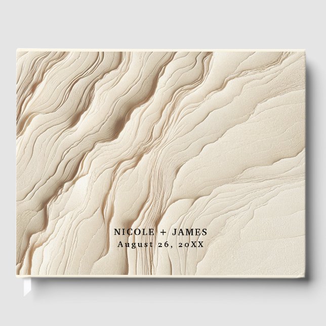 Botanische Elfenbein-Bohemische texturierte Hochze Gästebuch (Vorderseite)