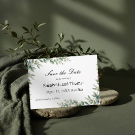Botanische Eukalyptus-Blätter Save the Date Karte