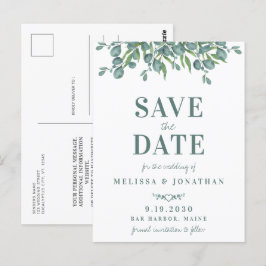 Botanische Eukalyptus-Foliage-Hochzeit speichert d Postkarte