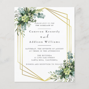 Botanische Eukalyptus-Gold-Geometrie-Hochzeit Flyer