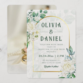 Botanische Eukalyptus-Goldrahmen-Hochzeitseinladun Einladung