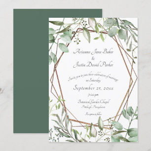 Botanische Eukalyptus-Hochzeit in Wald I Einladung