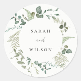Botanische Eukalyptus-Hochzeit Runder Aufkleber