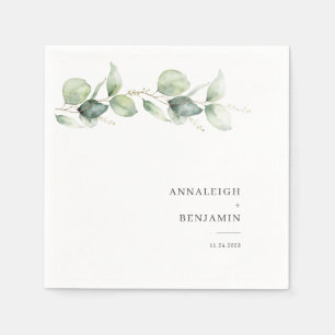 Botanische Eukalyptus-Sukkulenten-Hochzeitspapier Serviette