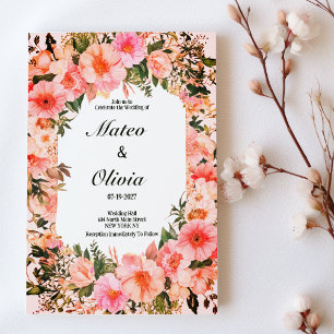 Botanische farbenfrohe Blüten Blumenhochzeit Einladung