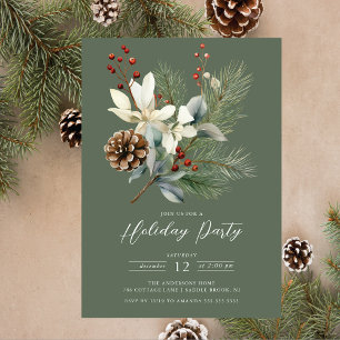 Botanische Feier am Pine Branch Winter Einladung