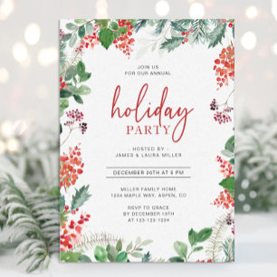 Botanische Feiertags-Party-Einladung Einladung