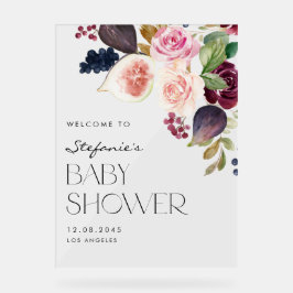 Botanische Figuren und Burgund-Blume Kinderdusche Acrylschild