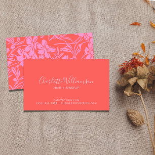 Botanische Florale Boho-Kunst in Rosa Rot Personal Visitenkarte