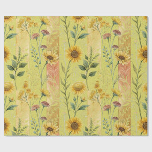 Botanische Florale Gelbe Sonnenblumen Wildblumen S Geschenkpapier