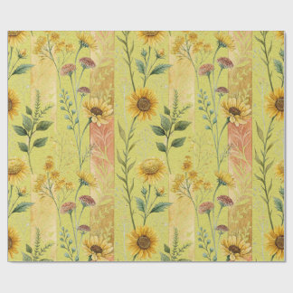 Botanische Florale Gelbe Sonnenblumen Wildblumen S Geschenkpapier